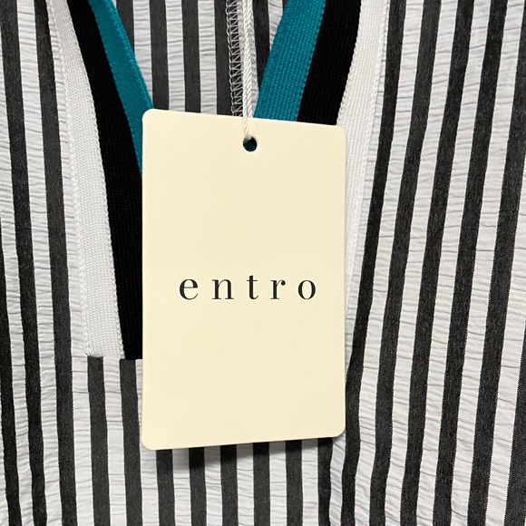 NWT Stripe Entro Blouse Large Black New with Tags - Picture 7 of 10